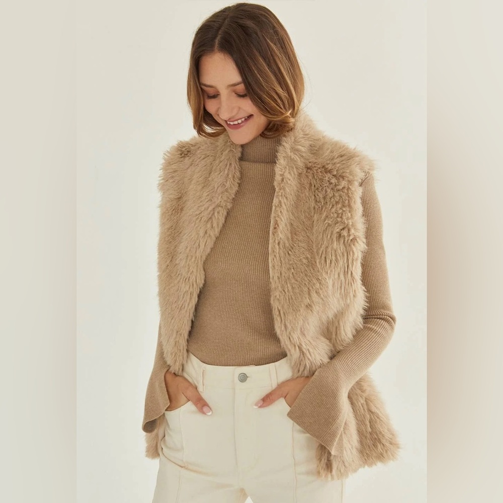 Taupe Vegan Fur Vest